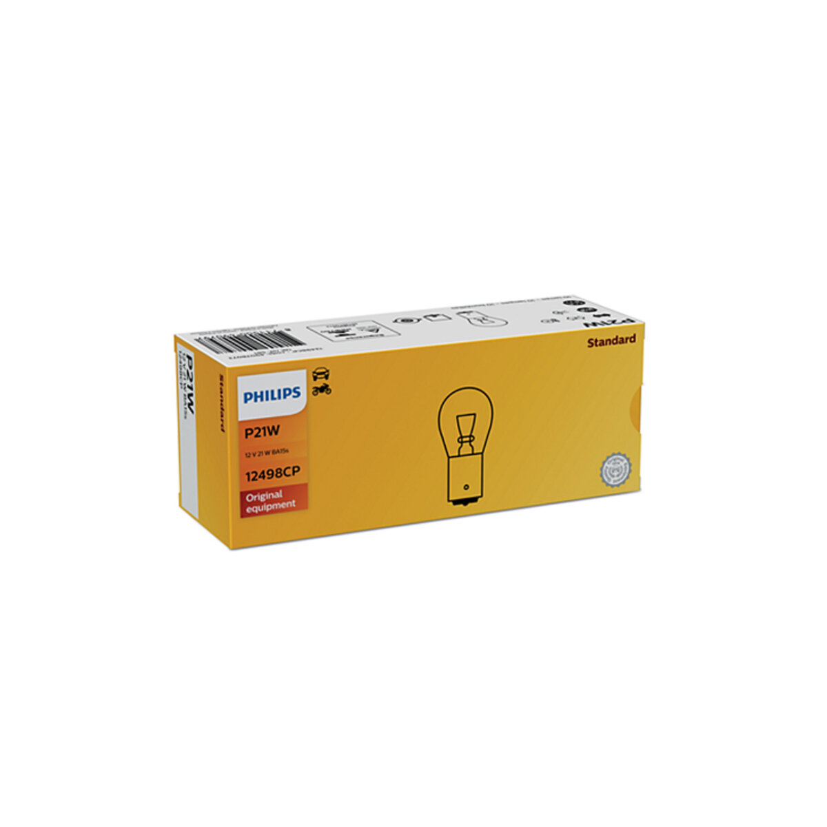 Лампа розжарювання Philips P21W 12V 21W BA15s, 10шт (12498CP) дивитися фото №1