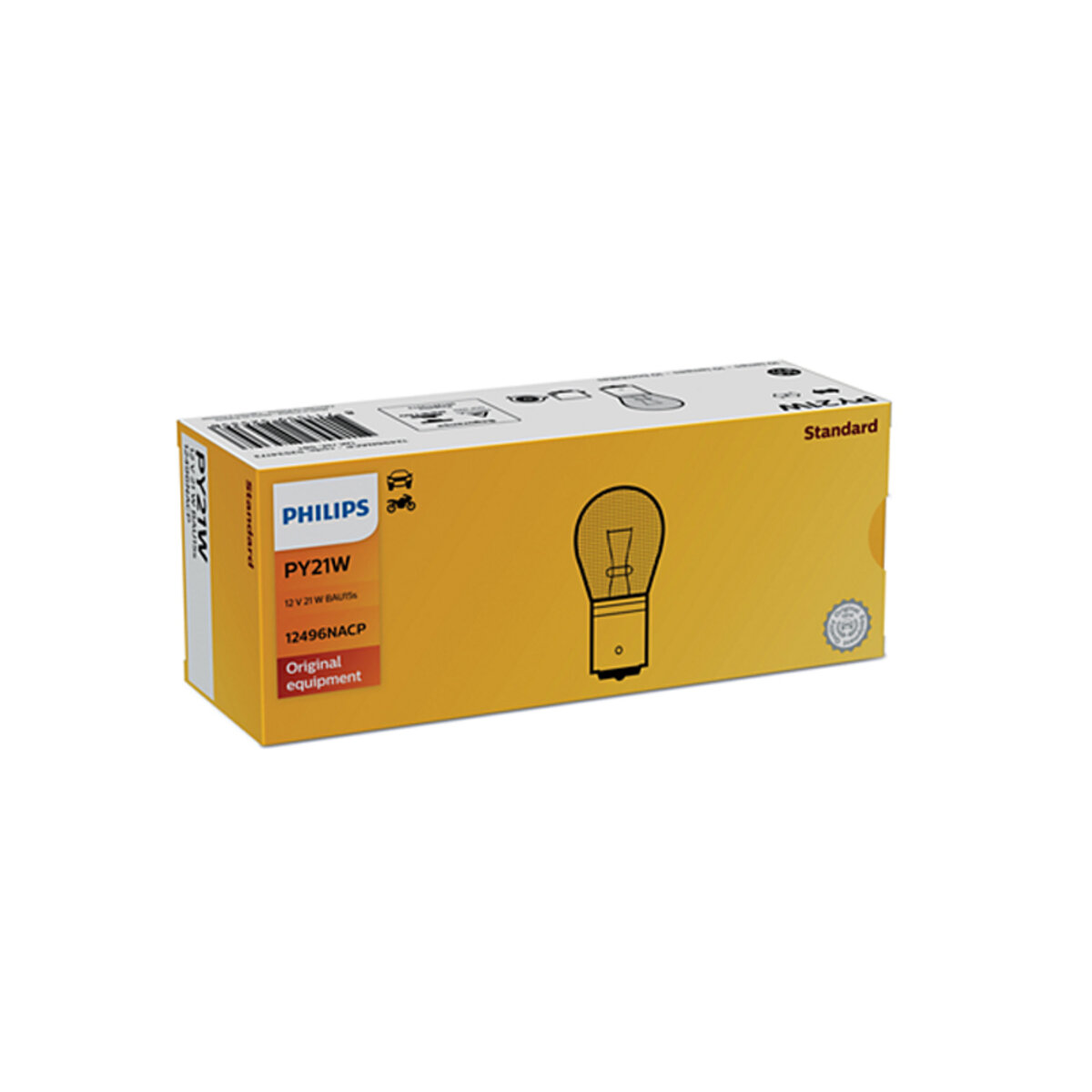 Лампа розжарювання Philips PY21W 12V 21W BAU15s, 10шт (12496NACP) дивитися фото №1