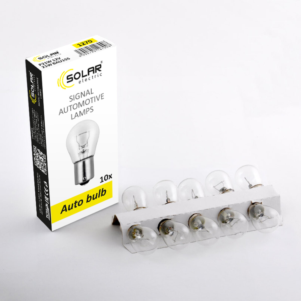 Лампа розжарювання Solar P21W 12V 21W BAU15s, 10 шт. (1270) дивитися фото №1