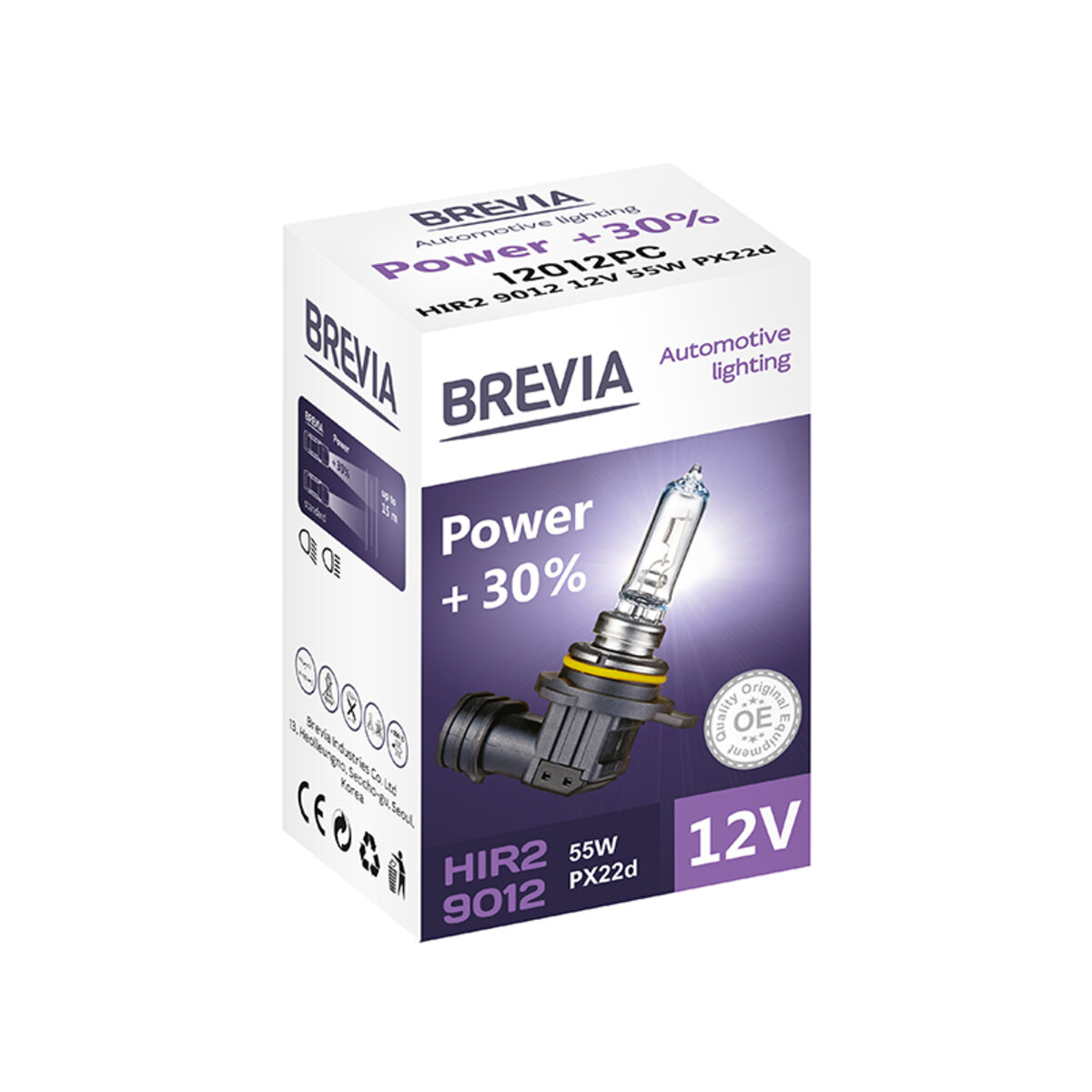 Галогенова лампа Brevia HIR2 9012 12V 55W PX22d Power +30% CP (12012PC) дивитися фото №2