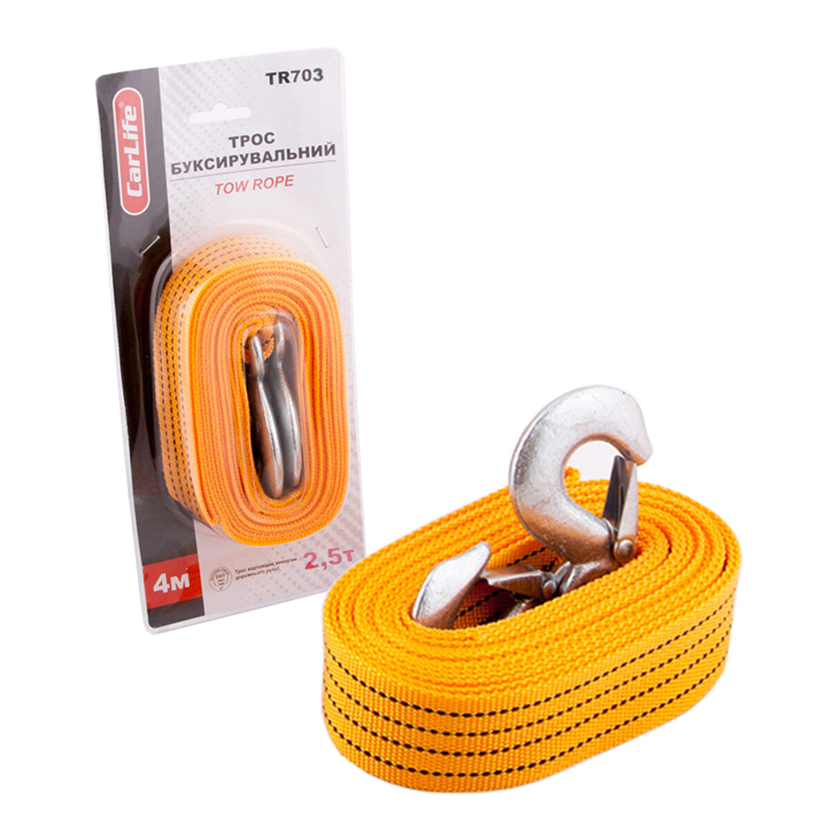 Буксирувальний трос Carlife 2,5т, 4м TR703 (TR703) дивитися фото №1