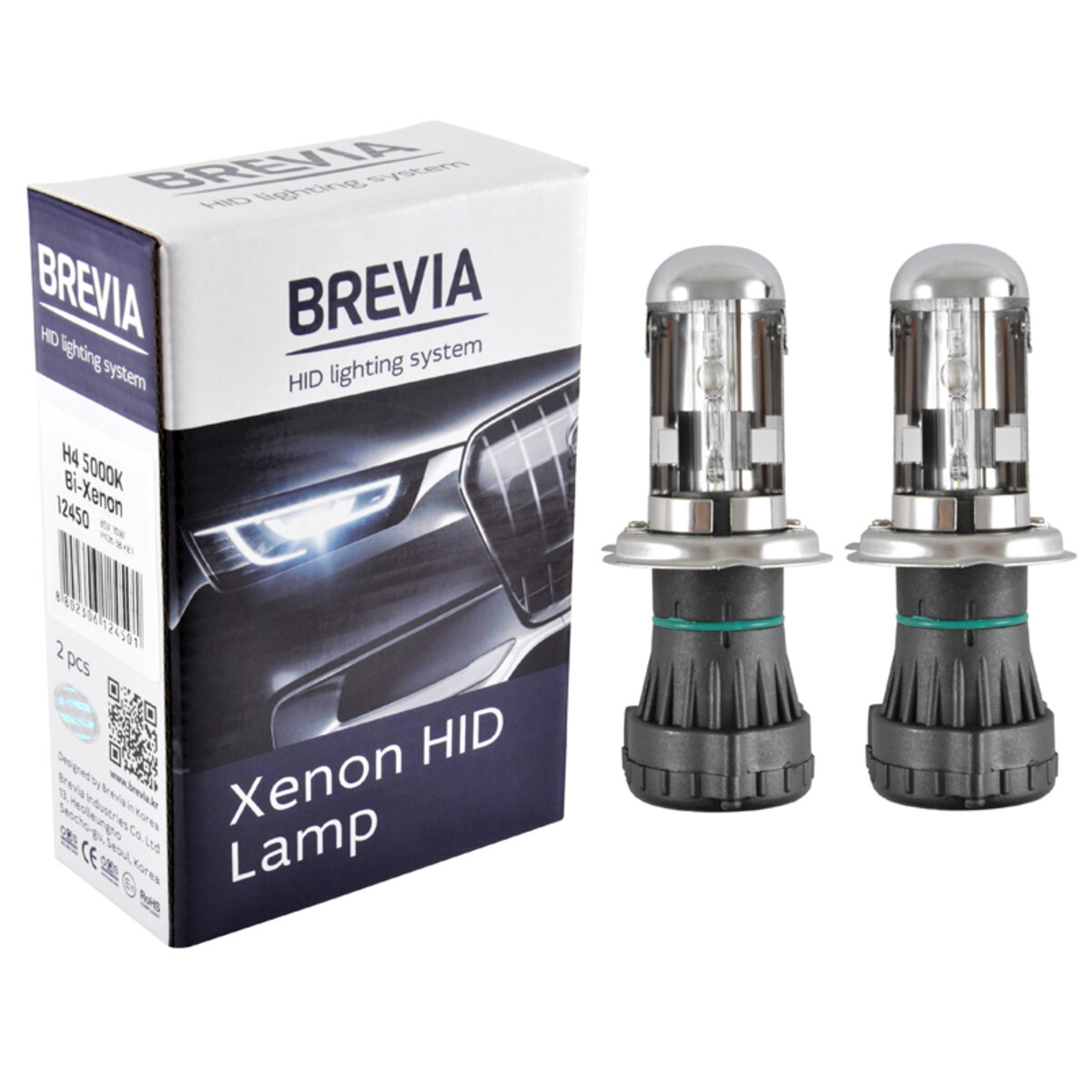 Біксенонова лампа Brevia H4, 5000K, 85V, 35W P43t-38 KET, 2шт (12450) дивитися фото №1