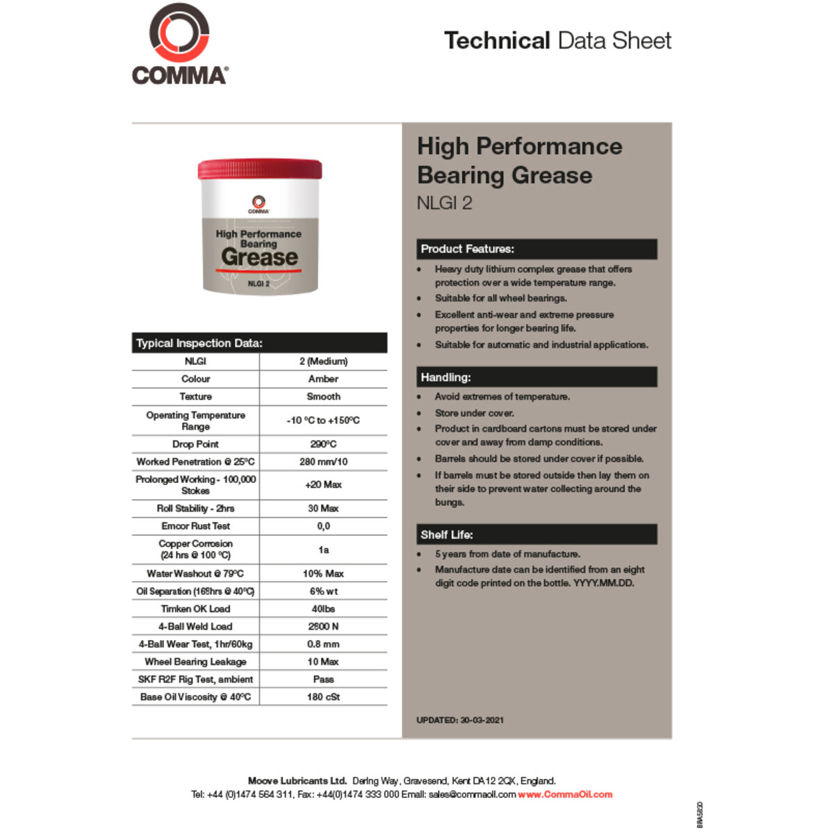 Змазка Comma H P BEARING GREASE 500г (BG2500G) дивитися фото №2