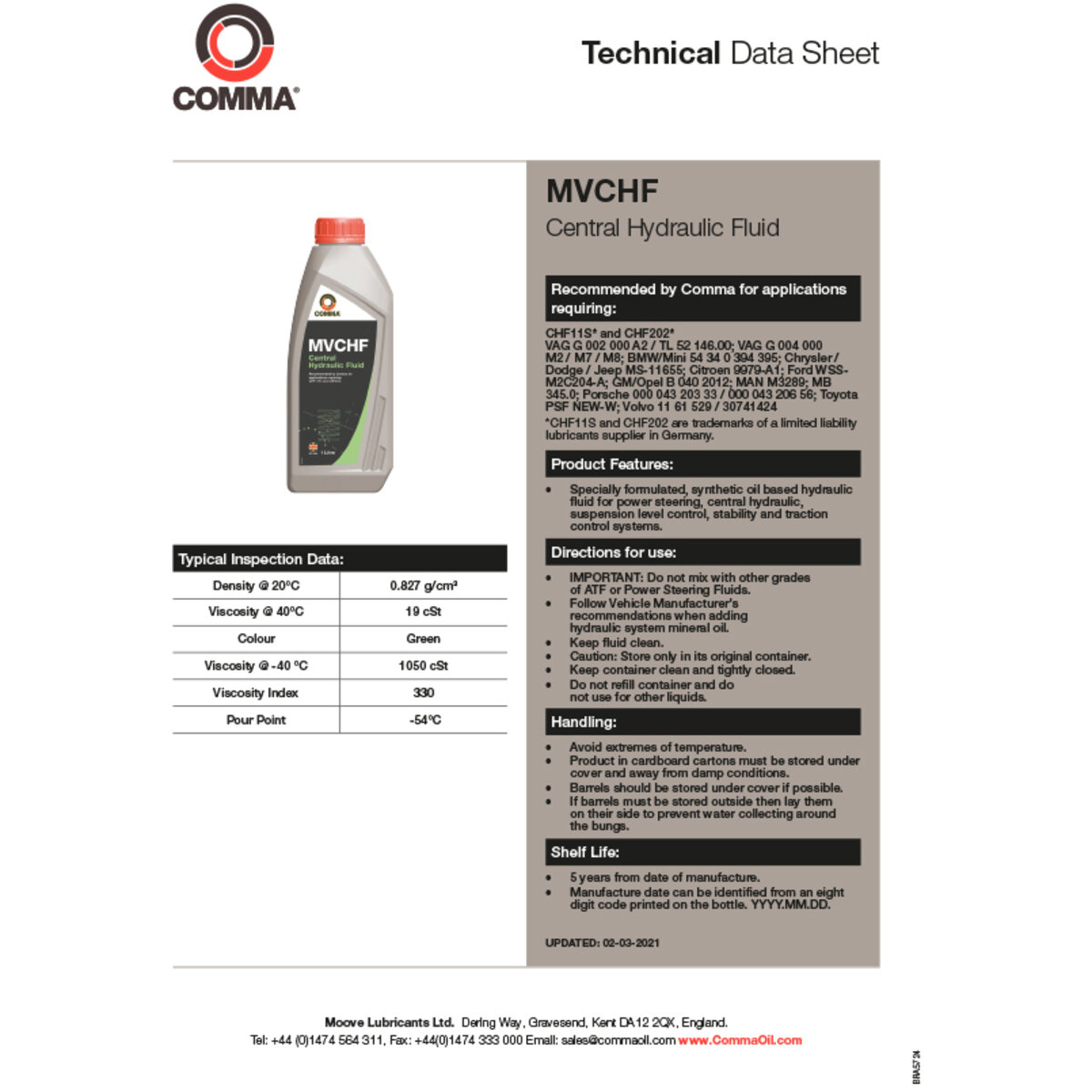 Гідравлічна рідина Comma MVCHF 1л  (CHF1L) дивитися фото №2