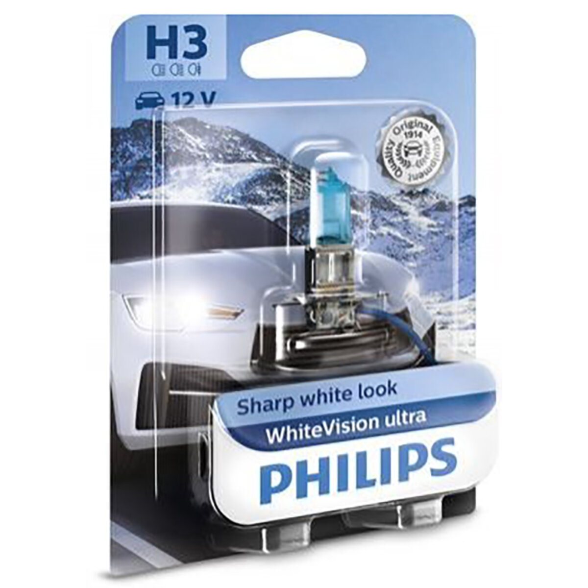 Галогенова лампа Philips H3 12V 55W PK22s WhiteVision ultra +60% (3900K) блістер (12336WVUB1) дивитися фото №3