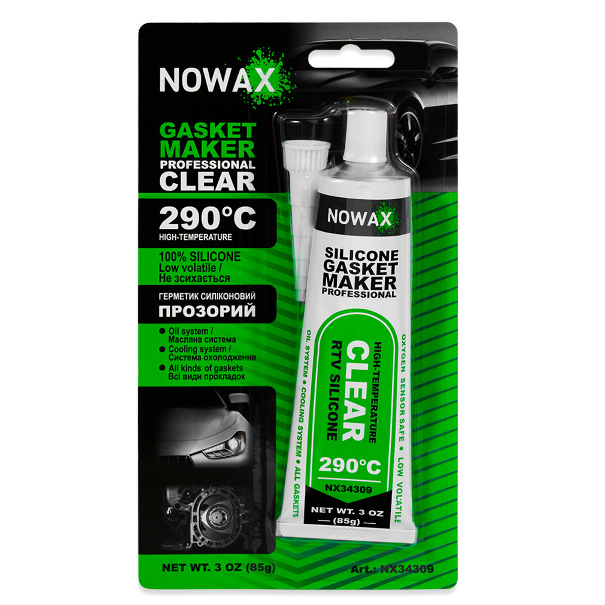 Герметик Nowax высокотемпературный силиконовый прозрачный 85г (NX34309) смотреть фото №1