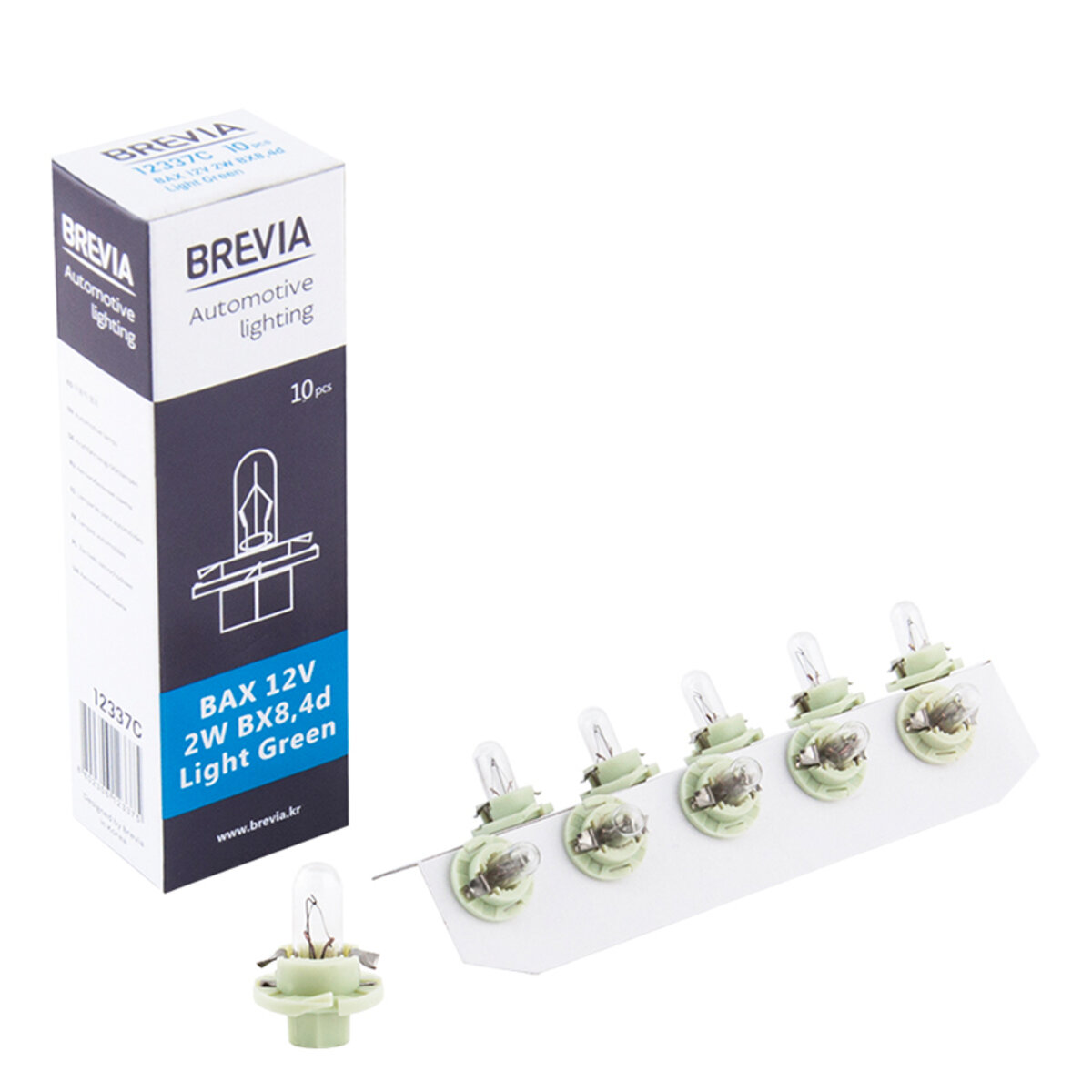 Лампа розжарювання Brevia BAX 12V 2W BX8,4d Light Green CP, 10шт (12337C) дивитися фото №1