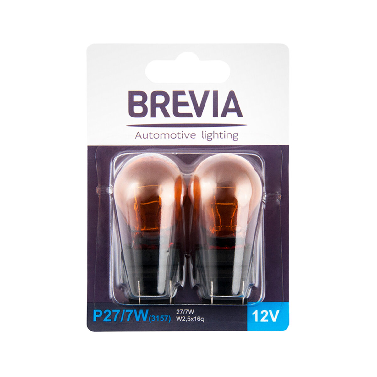 Лампа розжарювання Brevia P27/7W 12V 27/7W W2.5x16q оранжева 2шт (12340B2) дивитися фото №1