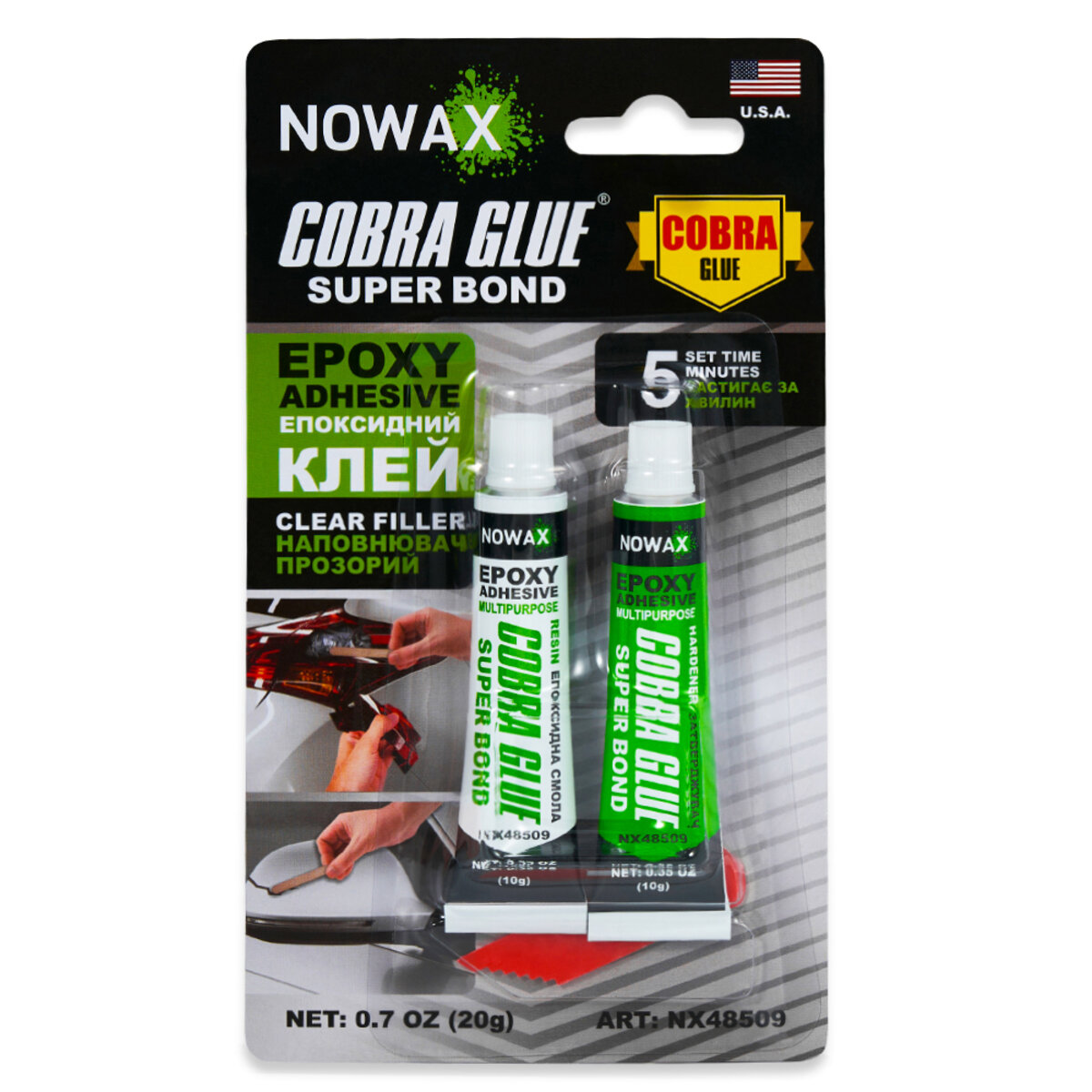 Клей эпоксидный Nowax двухкомпонентный прозрачный 20г (NX48509) смотреть фото №1