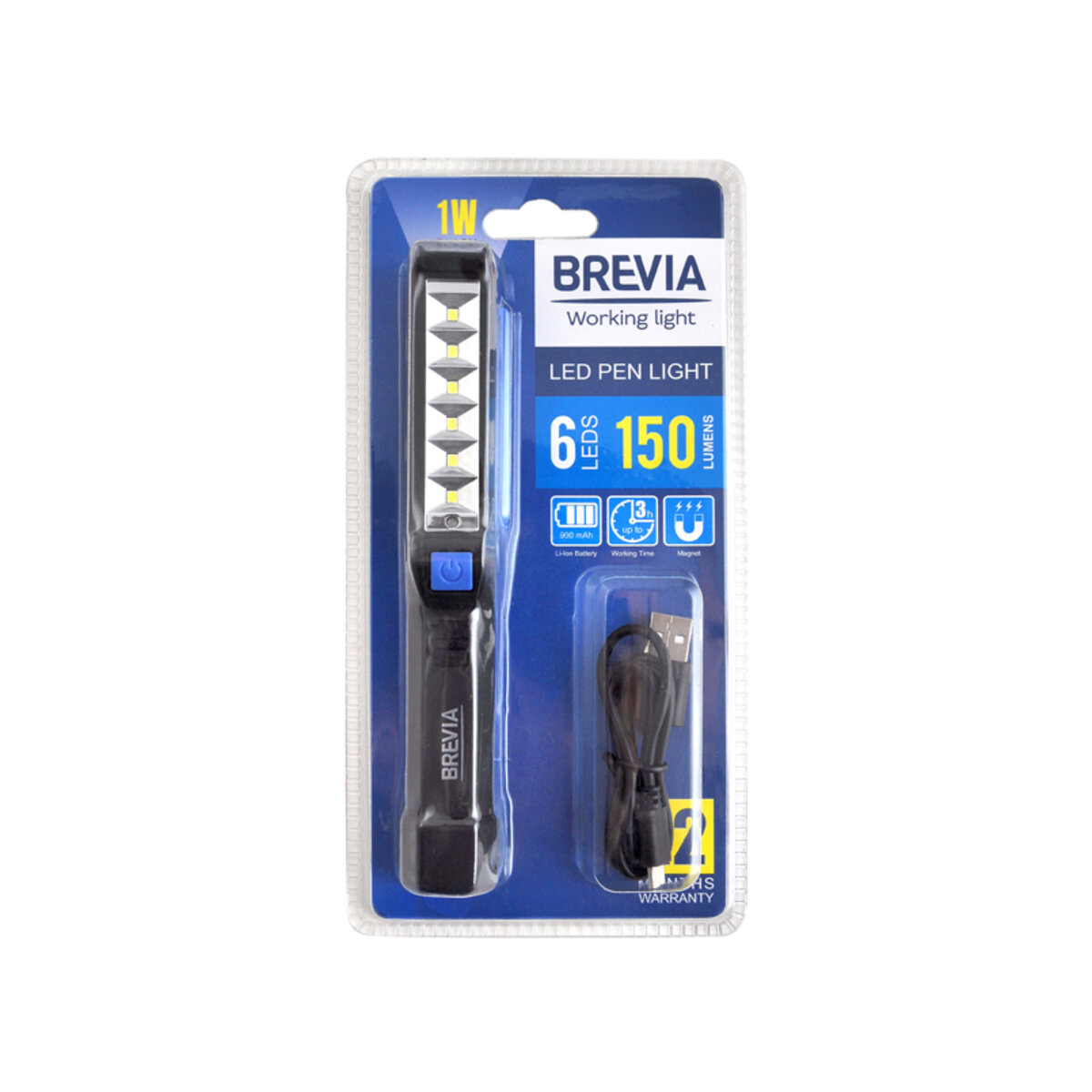 Фонарь инспекционный Brevia LED Pen Light 6SMD+1W LED 150lm 900mAh microUSB (11210) смотреть фото №2