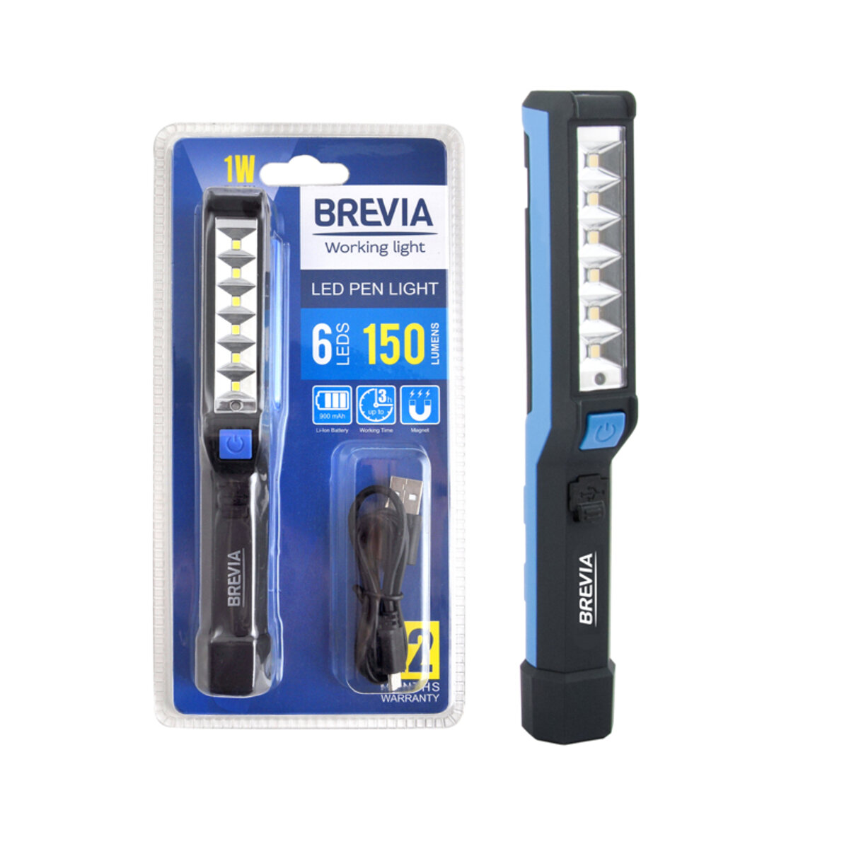 Фонарь инспекционный Brevia LED Pen Light 6SMD+1W LED 150lm 900mAh microUSB (11210) смотреть фото №1