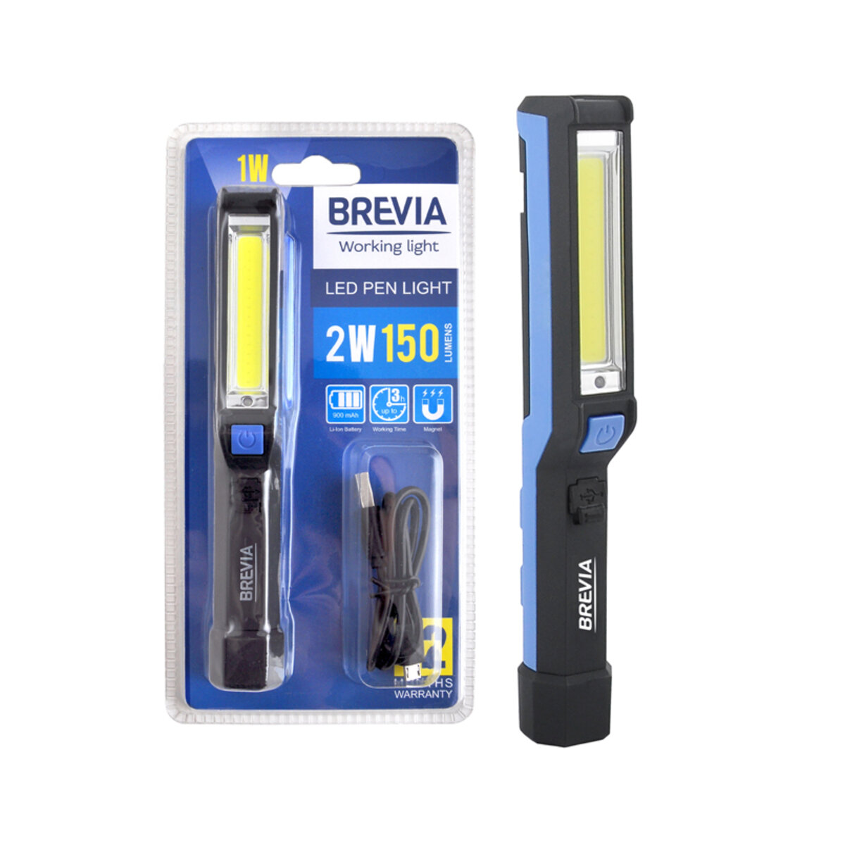 Фонарь инспекционный Brevia LED Pen Light 2W COB+1W LED 150lm 900mAh microUSB (11220) смотреть фото №1