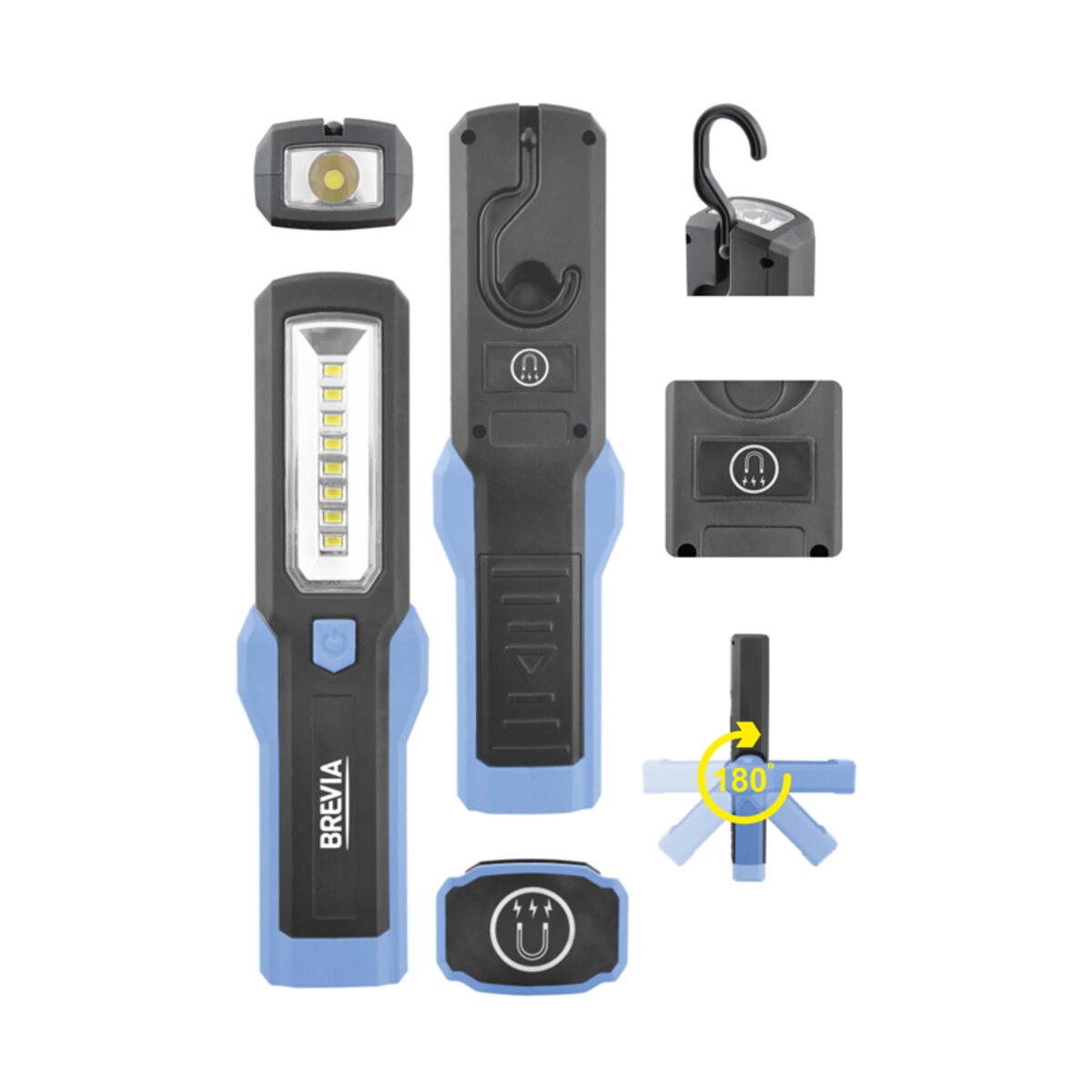 Фонарь инспекционный Brevia LED 8SMD+1W LED 300lm, 3xAA (11310) смотреть фото №6