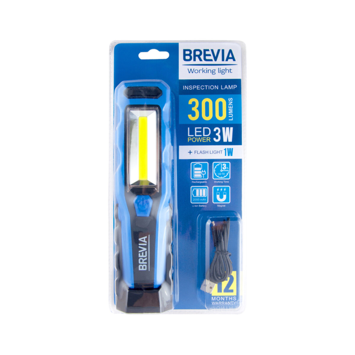 Фонарь инспекционный Brevia LED 8SMD+1W LED 300lm 2000mAh microUSB (11320) смотреть фото №6
