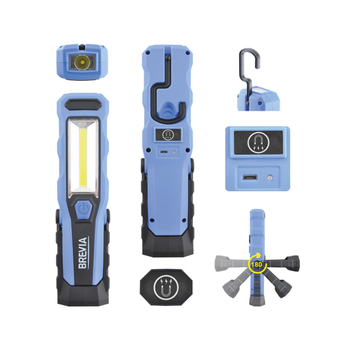Фонарь инспекционный Brevia LED 8SMD+1W LED 300lm 2000mAh microUSB (11320) смотреть фото №4