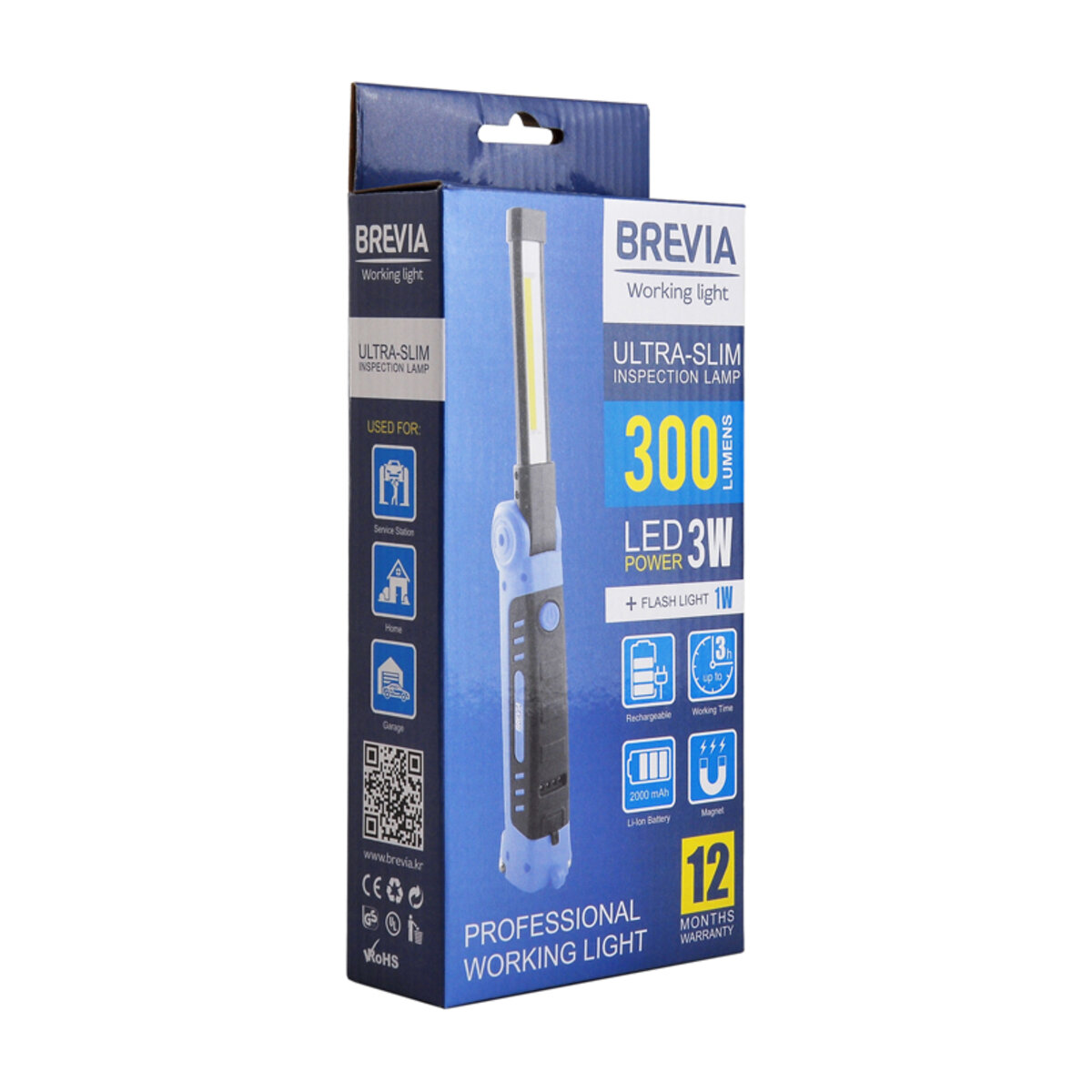 Фонарь инспекционный Brevia LED Ultra-slim 3W COB+1W LED 300lm, 2000mAh, microUSB (11360) смотреть фото №6