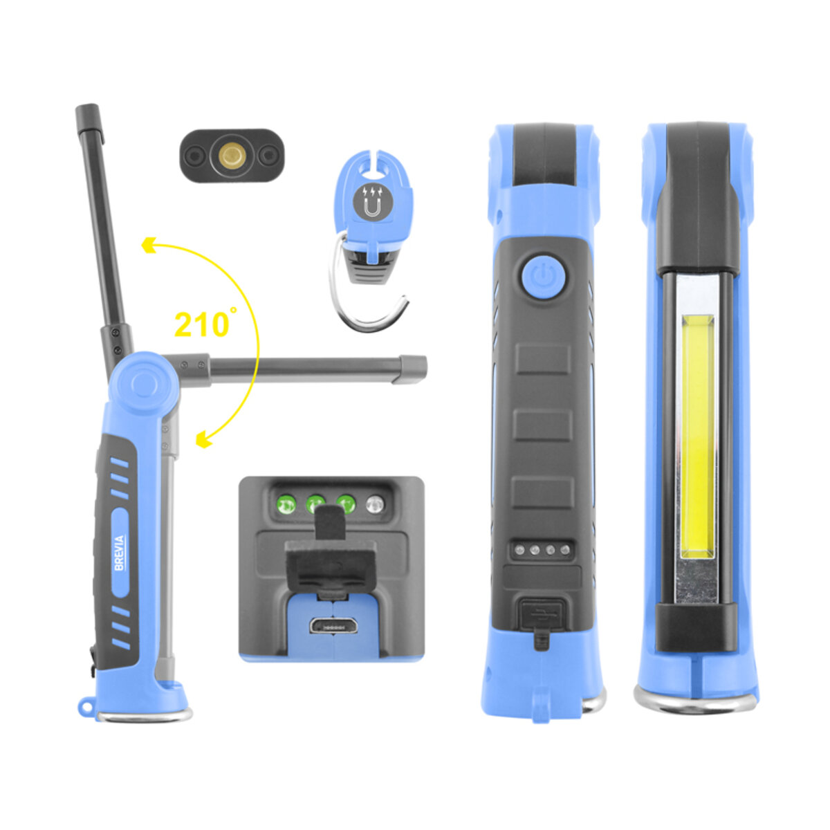 Фонарь инспекционный Brevia LED Ultra-slim 3W COB+1W LED 300lm, 2000mAh, microUSB (11360) смотреть фото №3