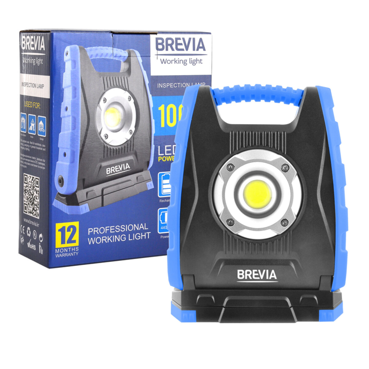 Професійна інспекційна лампа Brevia LED 10W COB 1000lm 4400mAh Power Bank, type-C (11410) дивитися фото №1