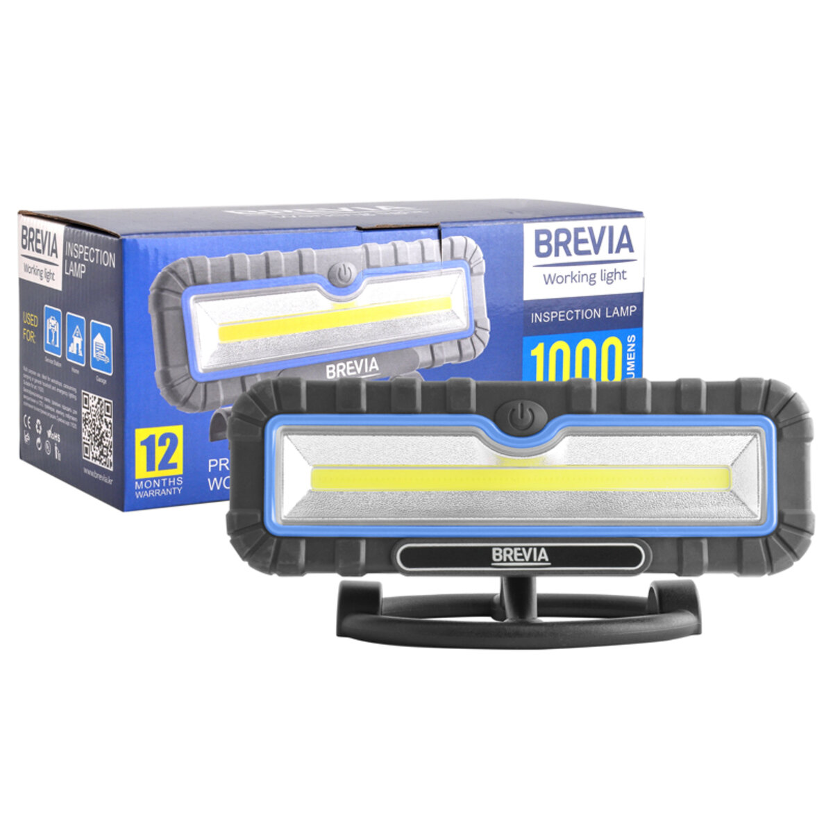 Профессиональная инспекционная лампа Brevia LED 10W COB 1000lm 4000mAh Power Bank, type-C (11510) смотреть фото №1