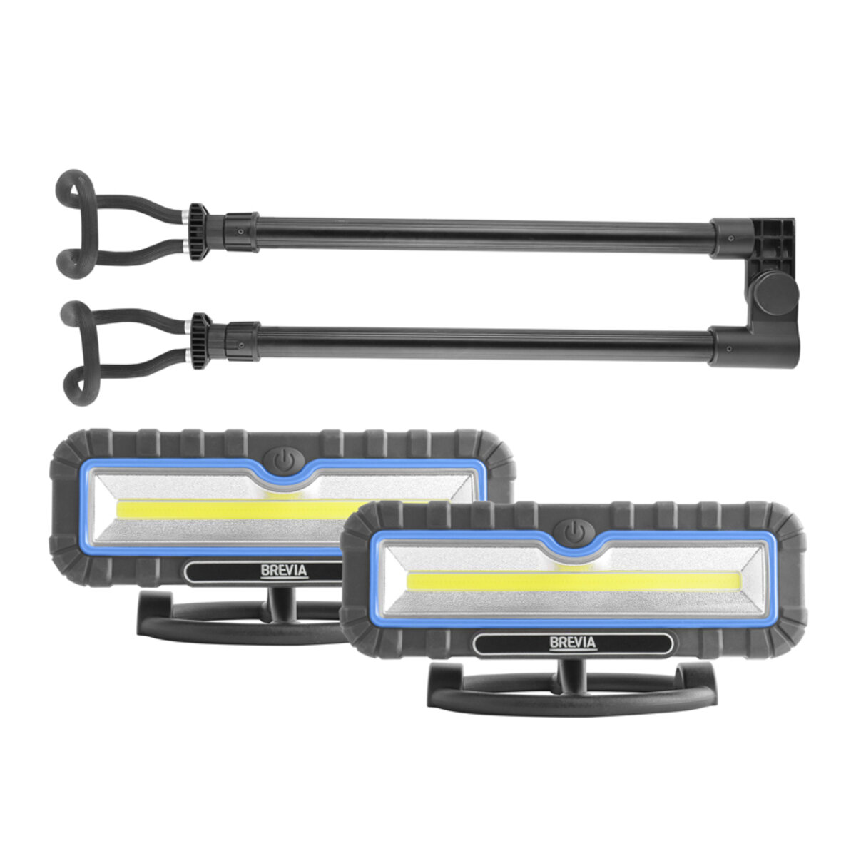 Профессиональная инспекционная лампа Brevia LED 120-190см 2x10W COB 2x1000lm 2x4000mAh Power Bank, type-C (11520) смотреть фото №2