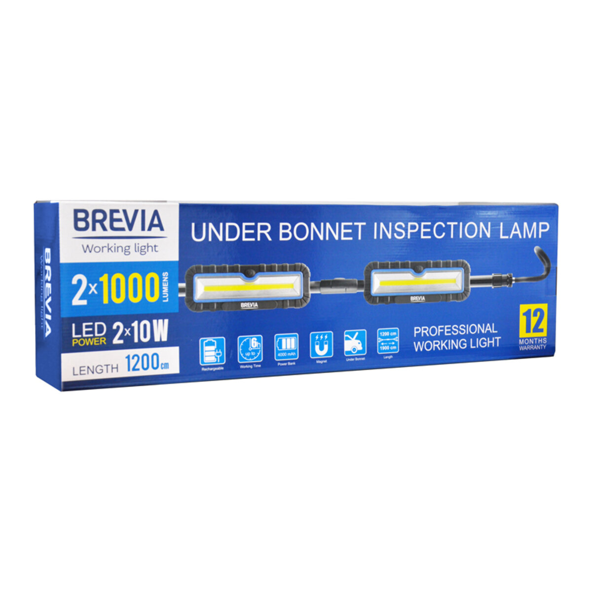 Профессиональная инспекционная лампа Brevia LED 120-190см 2x10W COB 2x1000lm 2x4000mAh Power Bank, type-C (11520) смотреть фото №6