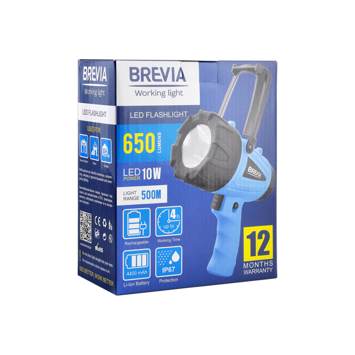 Фонарь инспекционный Brevia LED 500М 10W LED 650lm 4400mAh, microUSB (11600) смотреть фото №6