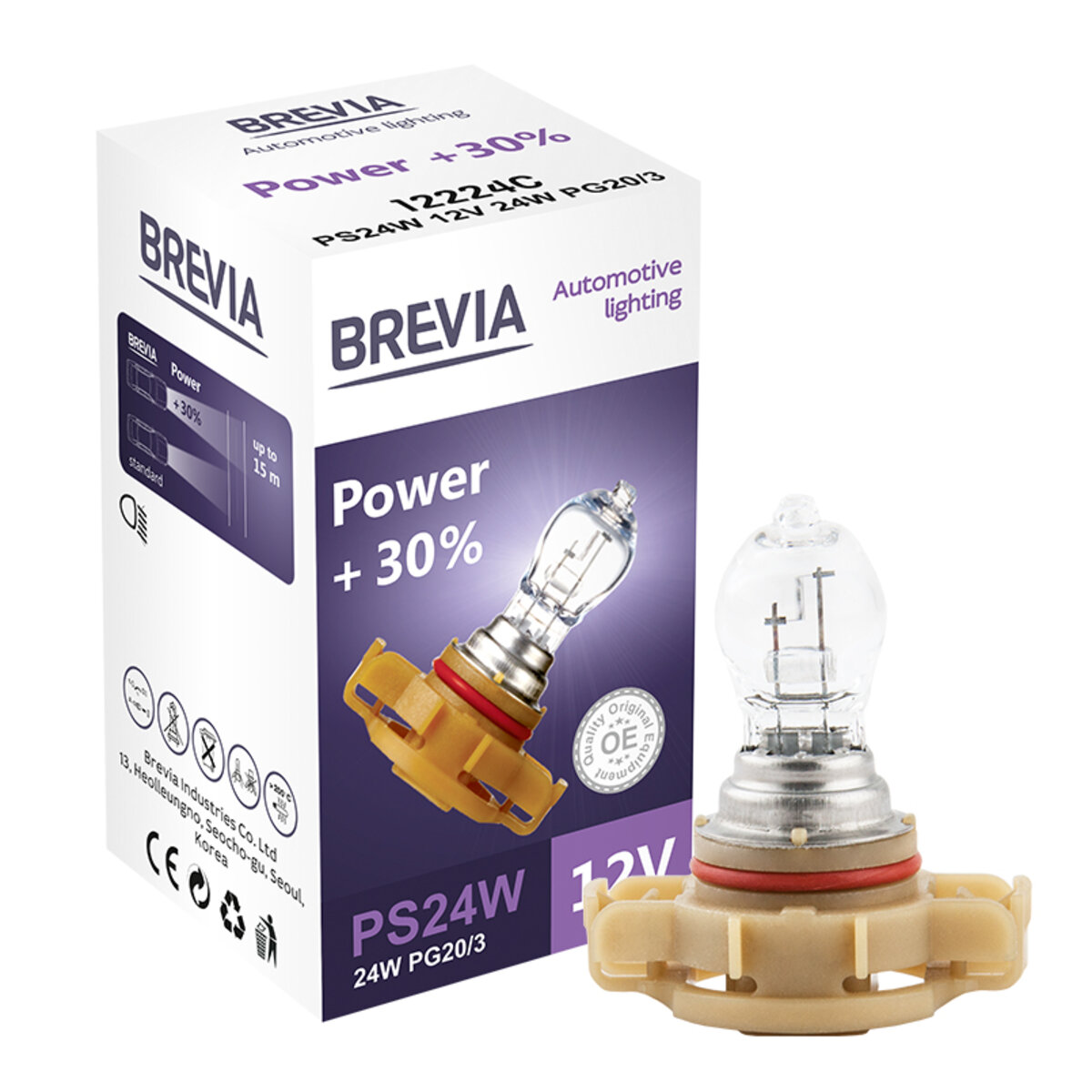 Галогенова лампа Brevia PS24W 12V 24W PG20/3 Power +30% CP (12224C) дивитися фото №1