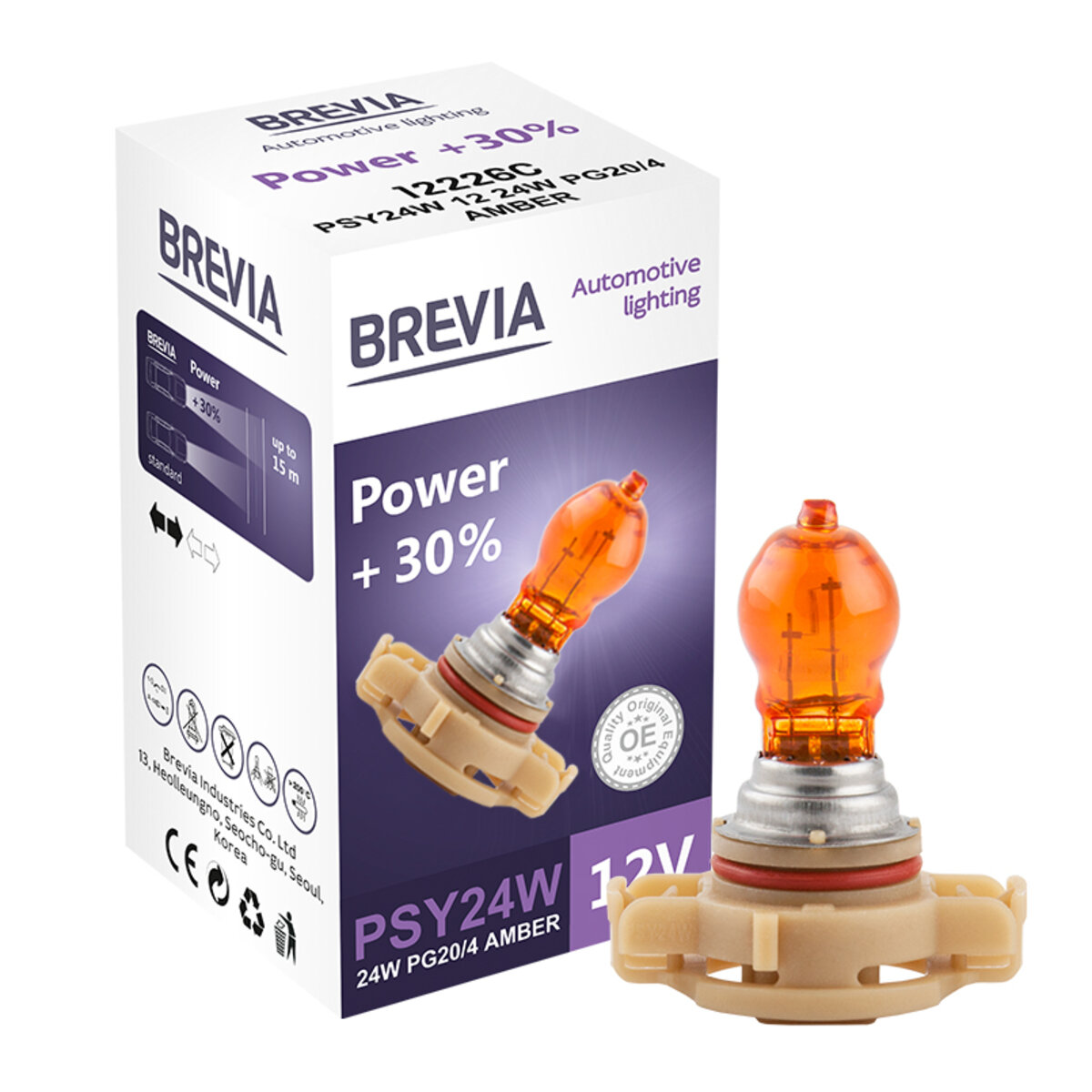 Галогенова лампа Brevia PSY24W 12V 24W PG20/4 AMBER Power +30% CP (12226C) дивитися фото №1