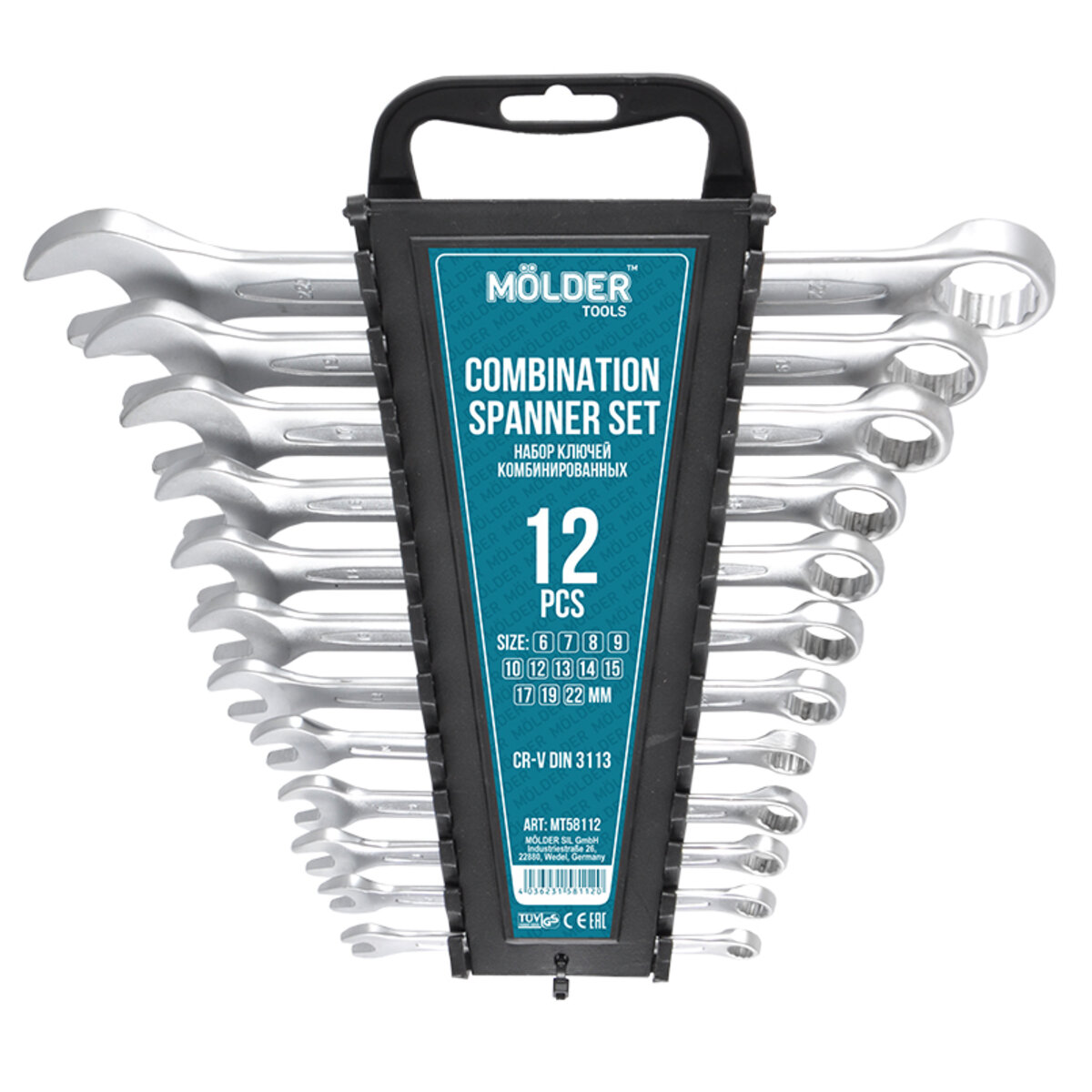 Набір ключів Molder CR-V, 6-22мм, 12шт (MT58112) дивитися фото №1