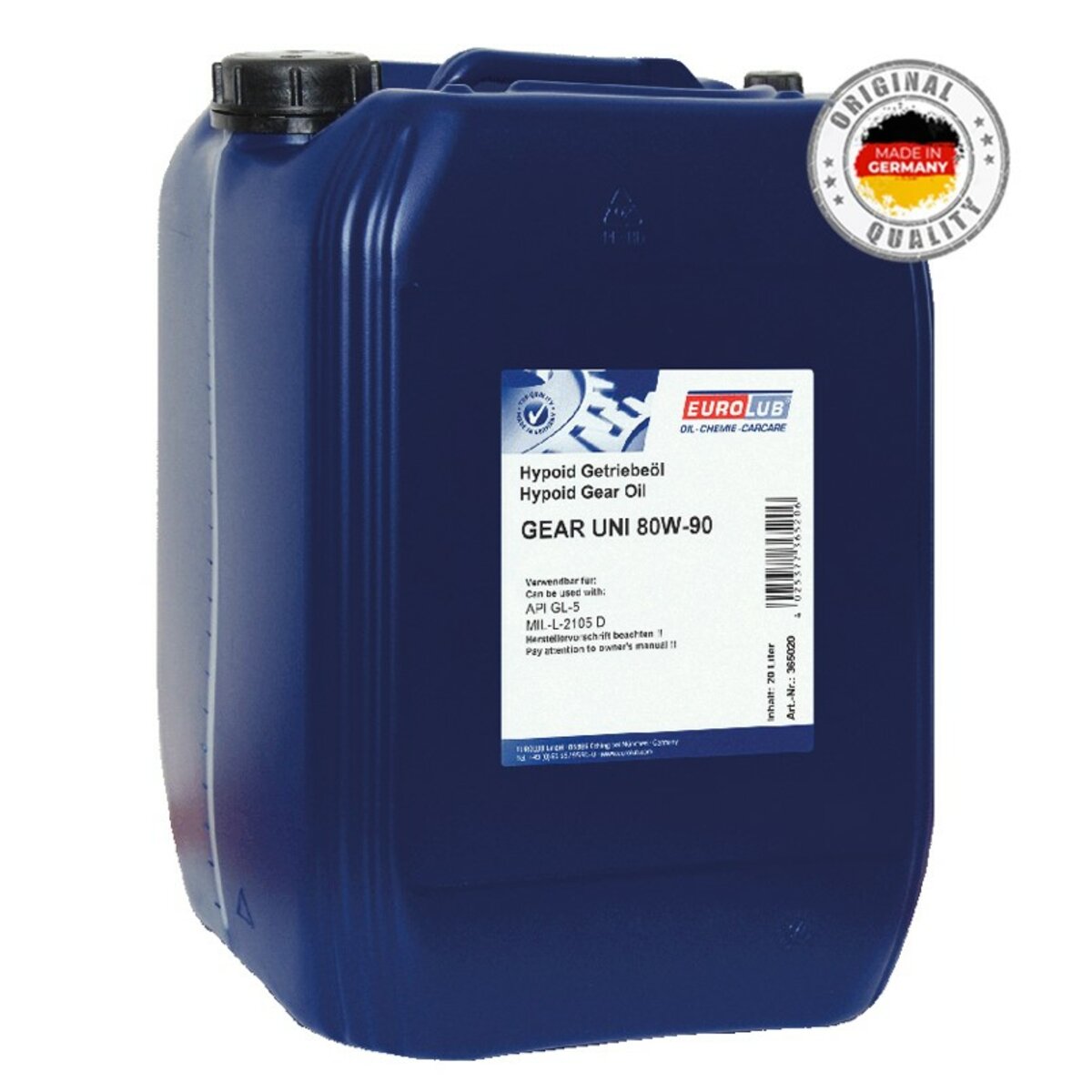 Трансмісійне масло EuroLub Gear Uni SAE 80W-90 20л (365020) дивитися фото №1