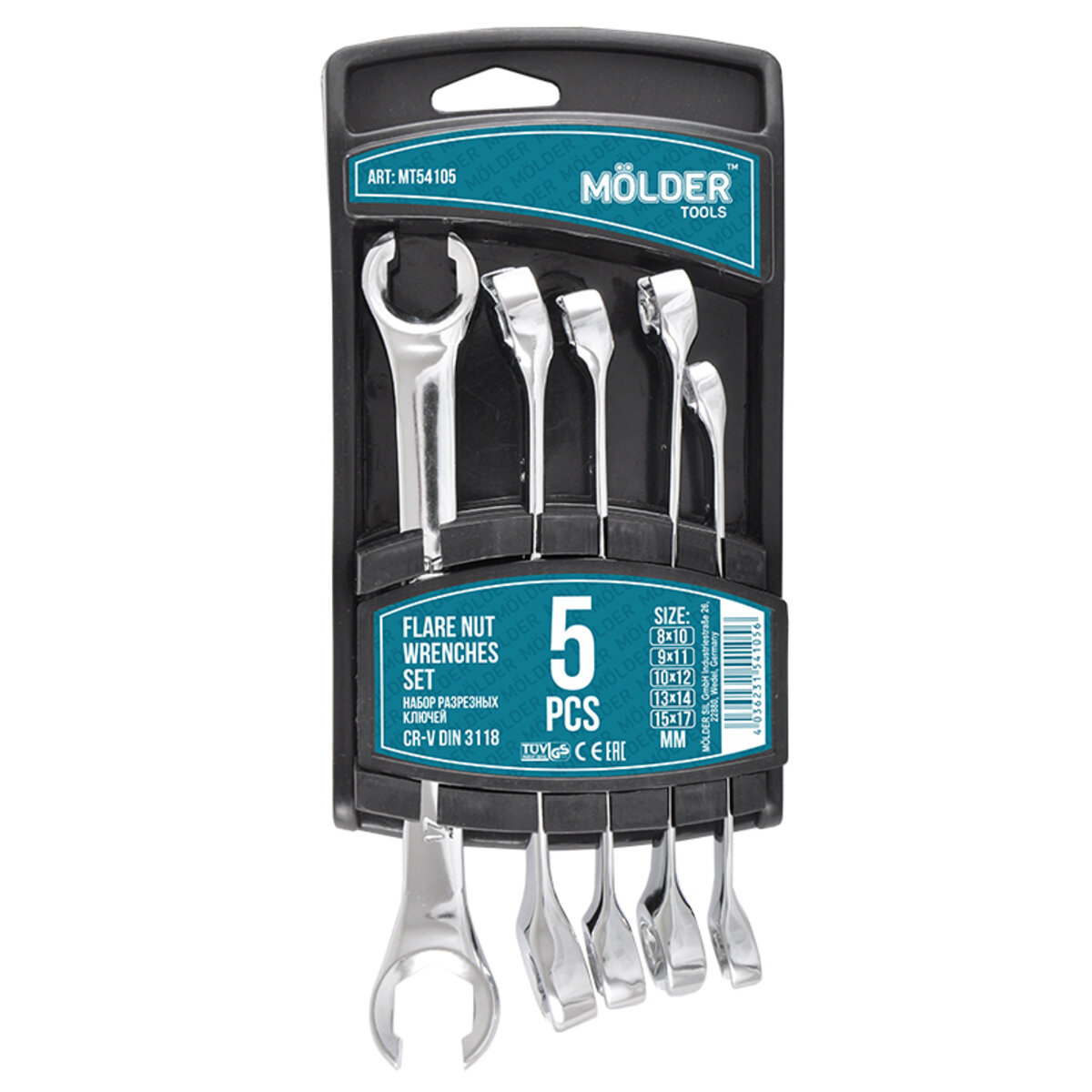 Набір ключів Molder CR-V розрізних, 5шт (MT54105) дивитися фото №1