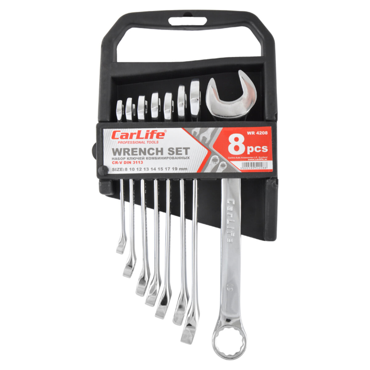 Набір ключів Carlife CR-V, 8-19мм, 8шт (WR4208) дивитися фото №1