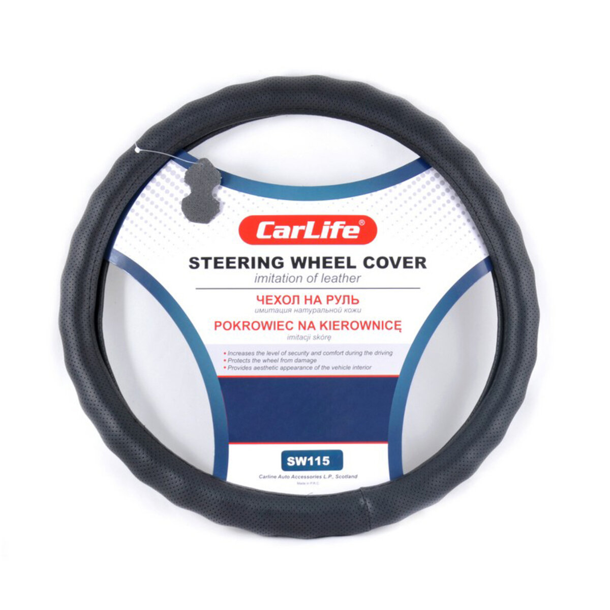 Чохол на кермо Carlife 41-43 см зі штучної шкіри, чорний SW115XL (SW115XL) дивитися фото №1