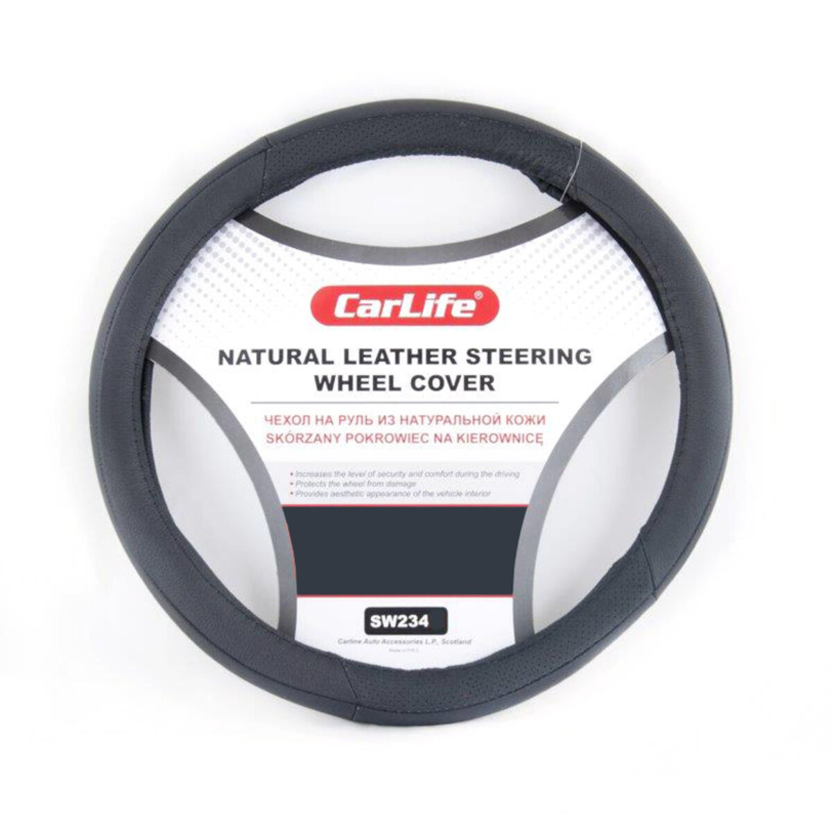 Чохол на кермо Carlife 41-43 см шкіряний, чорний SW234XL (SW234XL) дивитися фото №1