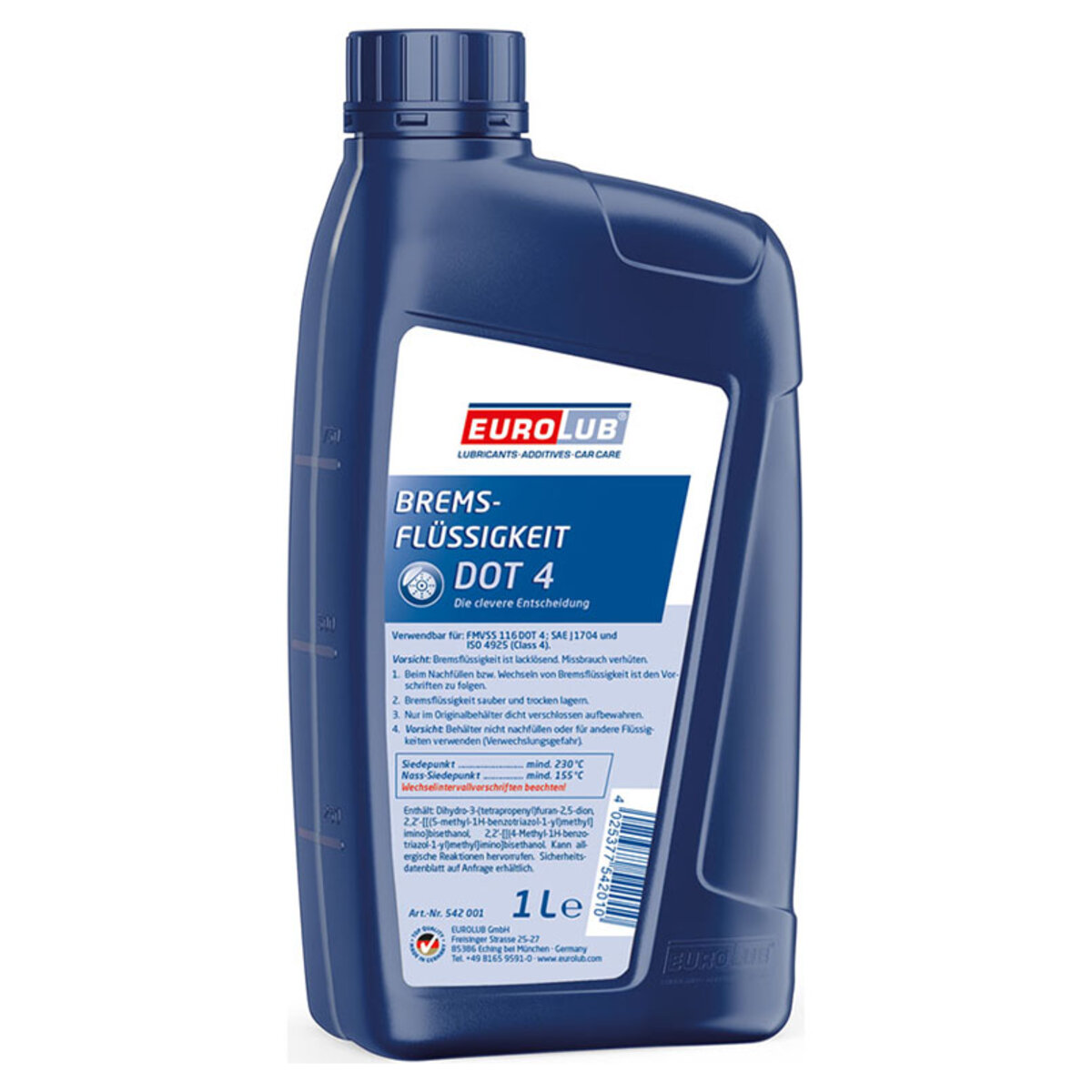 Гальмівна рідина EuroLub Bremsflüssigkeit DOT4 1л (542001) дивитися фото №1