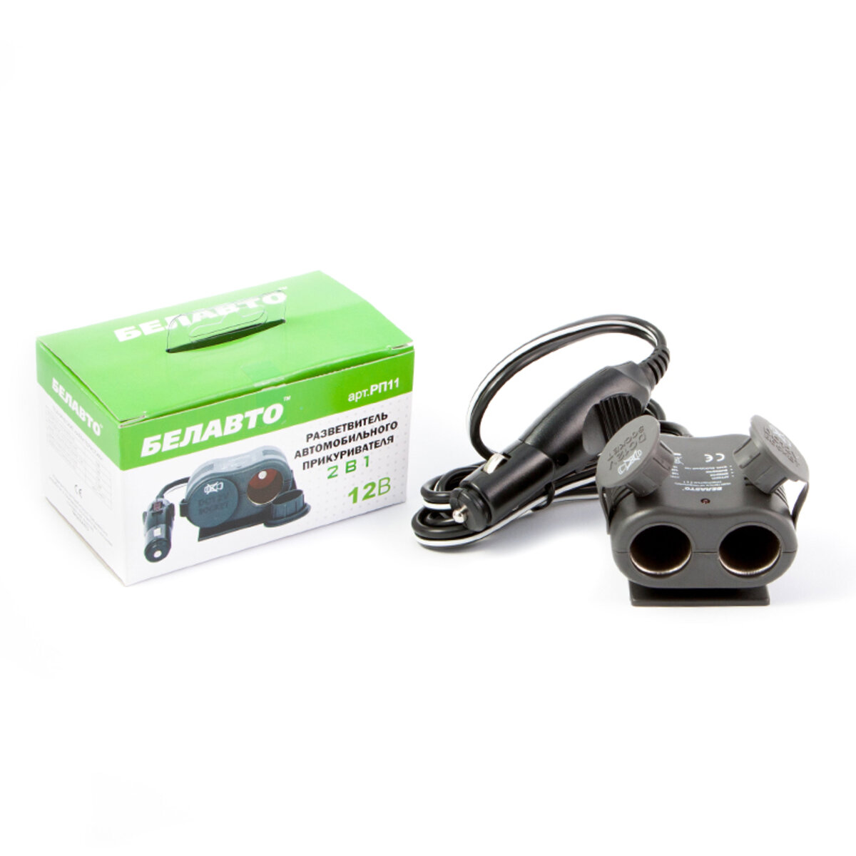 Разветвитель автомобильного прикуривателя Белавто 2в1 (RP11) смотреть фото №1