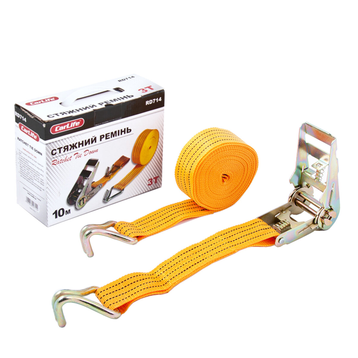 Стяжний ремінь з замком CarLife 3т, 10м (RD714) дивитися фото №1