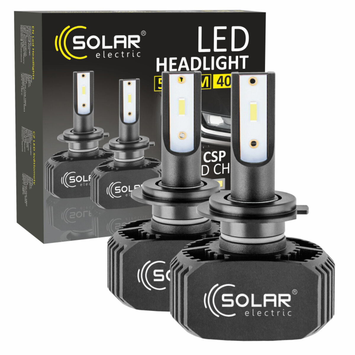 LED автолампа Solar H7 12/24V 6000K 5000Lm 40W, CSP1860 2шт (8207) дивитися фото №1