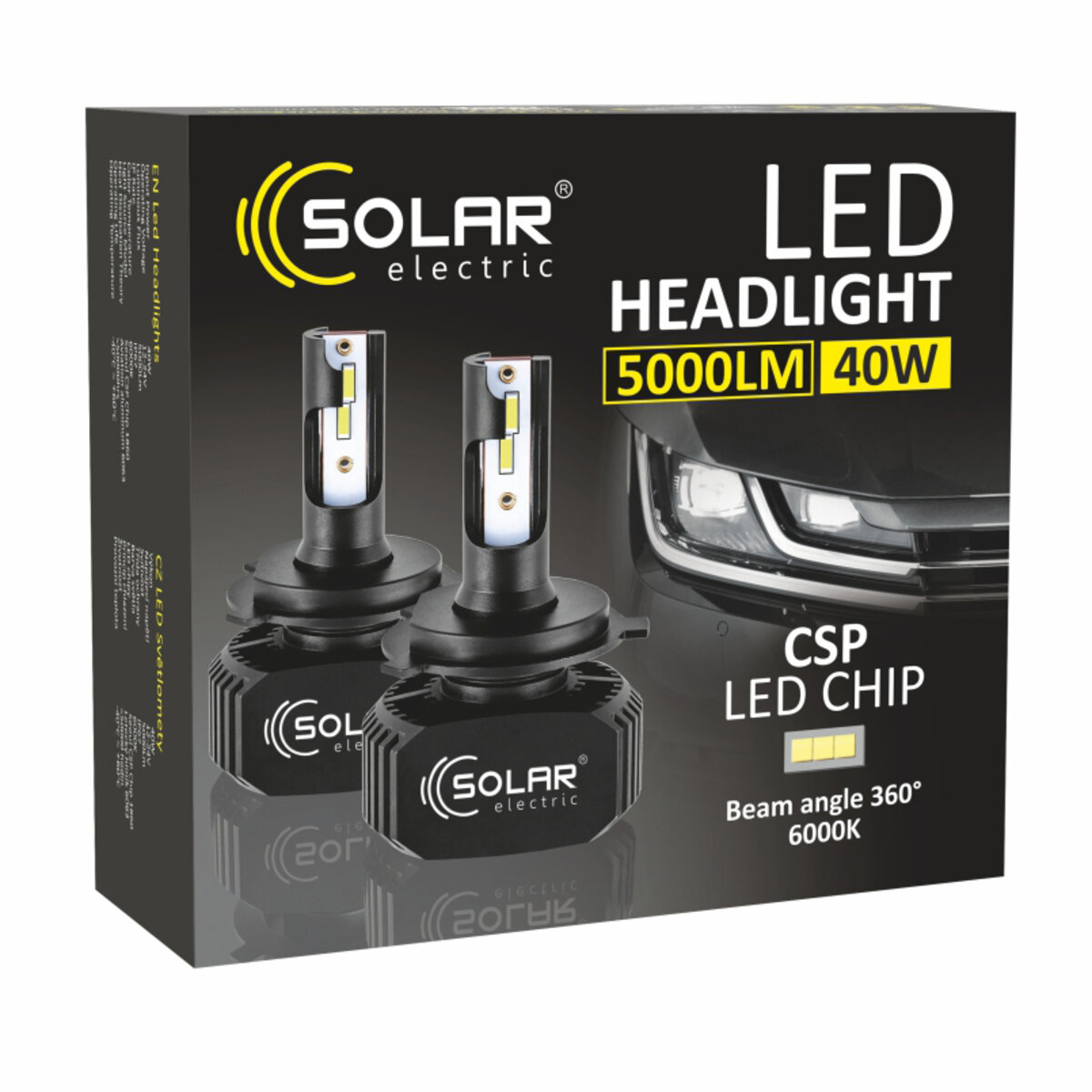 LED автолампа Solar H4 12/24V 6000K 5000Lm 40W, CSP1860 2шт (8204) дивитися фото №3