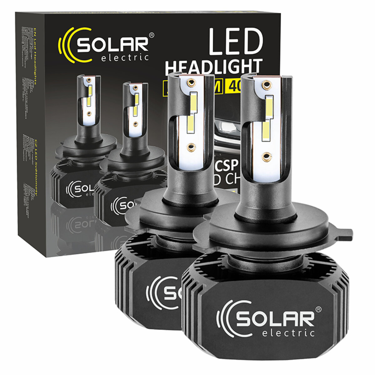 LED автолампа Solar H4 12/24V 6000K 5000Lm 40W, CSP1860 2шт (8204) дивитися фото №1