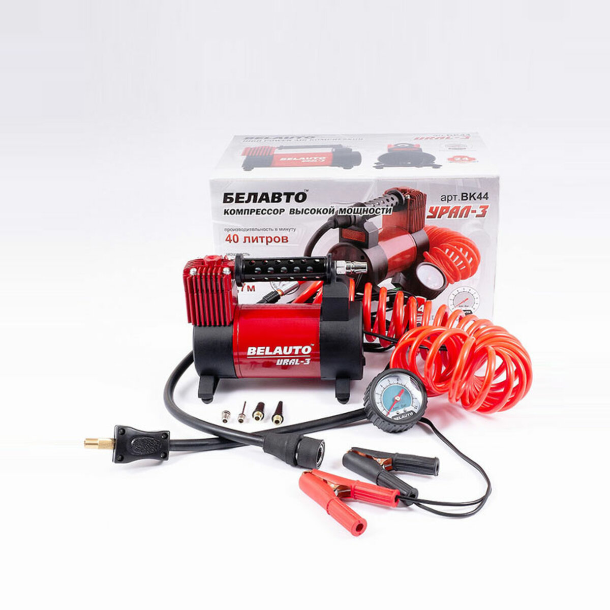 Компресор автомобільний Белавто УРАЛ-3 із зажимами АКБ (BK44) дивитися фото №2