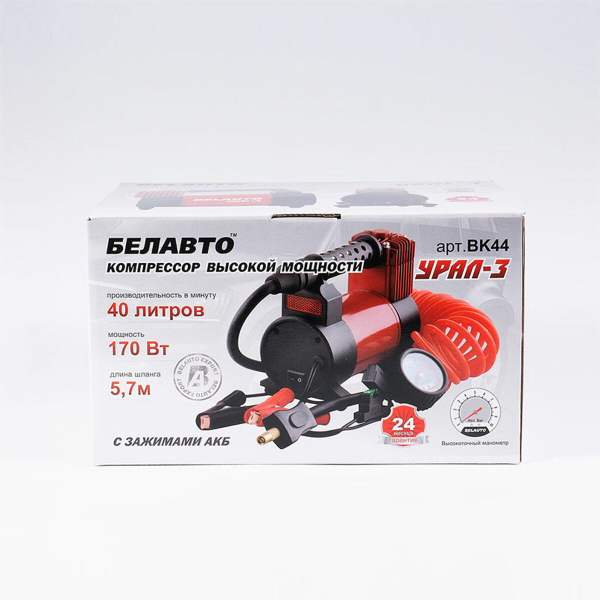 Компресор автомобільний Белавто УРАЛ-3 із зажимами АКБ (BK44) дивитися фото №3
