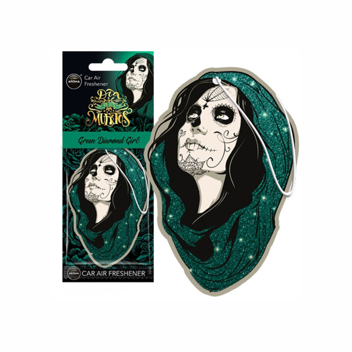 Автомобільний Ароматизатор Aroma Car Cellulose Dia De Los Muertos - Diamond Girl Green сухий (83279) | Аромат: Інший дивитися фото №1