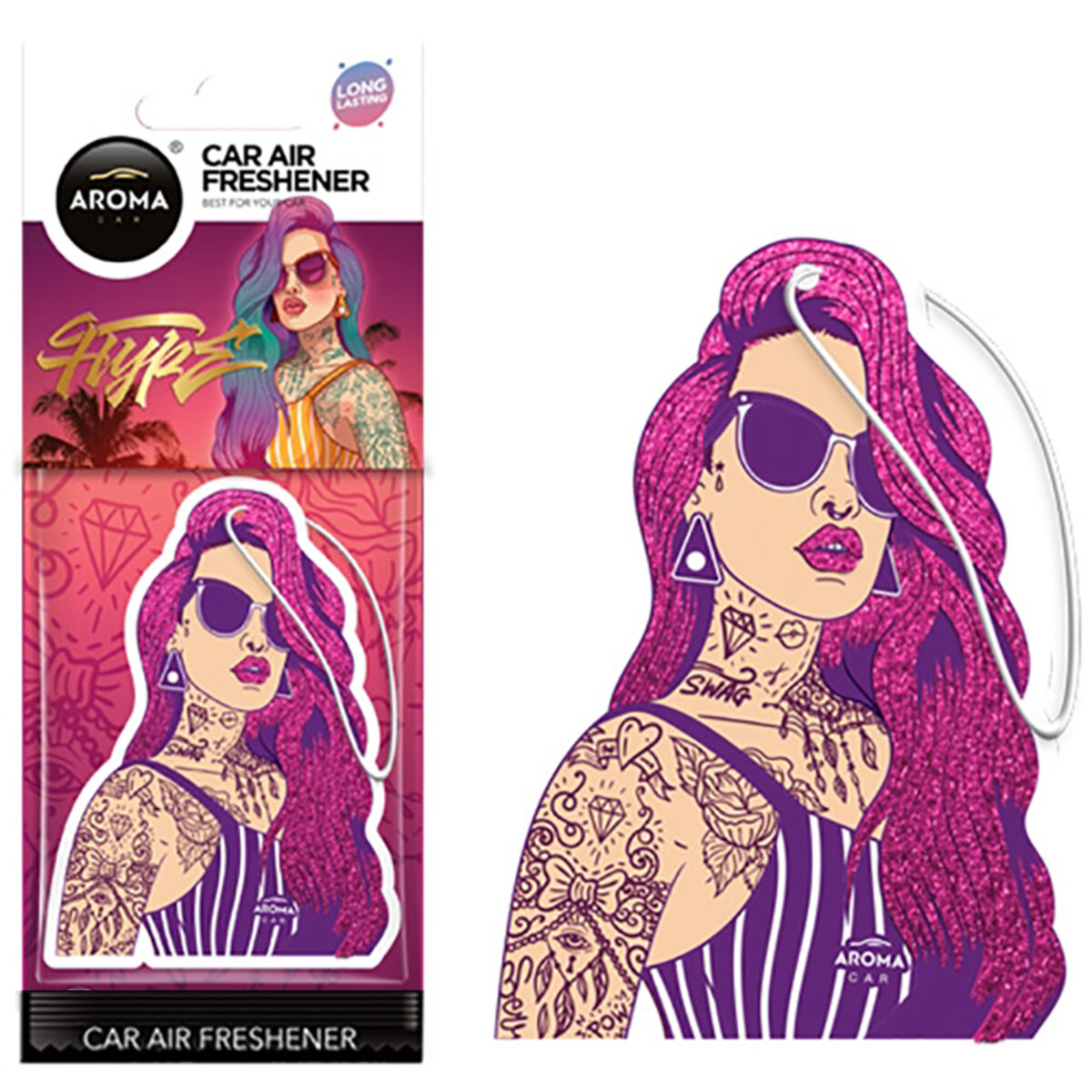 Автомобільний Ароматизатор Aroma Car Cellulose HYPE GIRL - Pink Hair сухий (83262) | Аромат: Інший дивитися фото №1