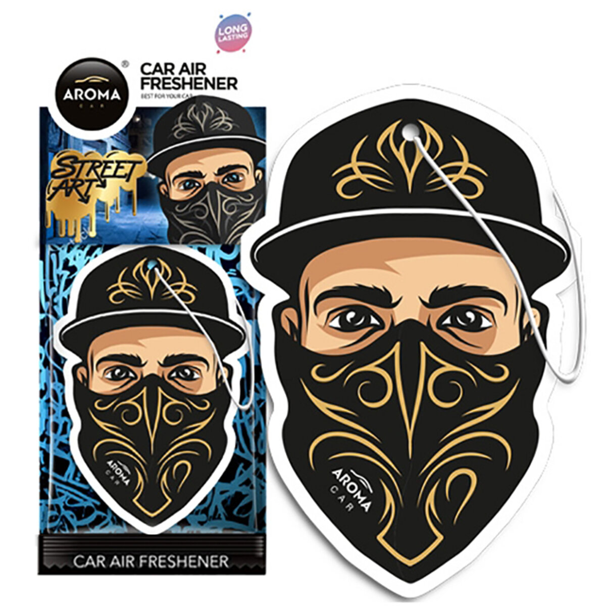 Автомобільний Ароматизатор Aroma Car Cellulose STREET ART - Mask сухий (83268) | Аромат: Інший дивитися фото №1
