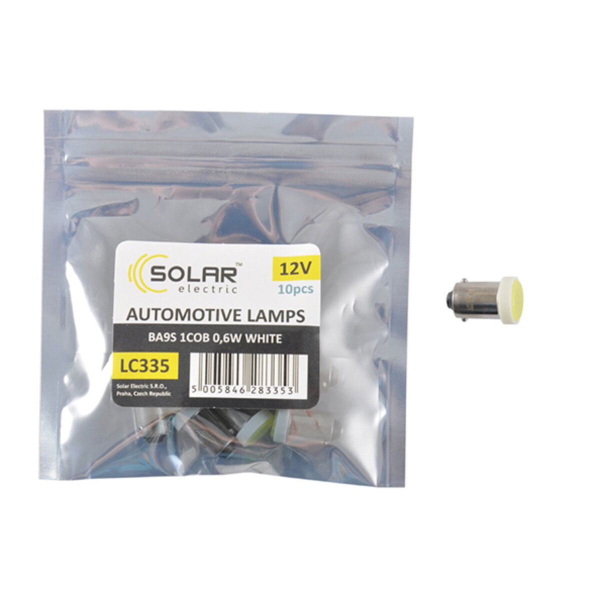 LED автолампа Solar 12V T8.5 BA9s 1COB 0,6W white 10шт (LC335_P) дивитися фото №1