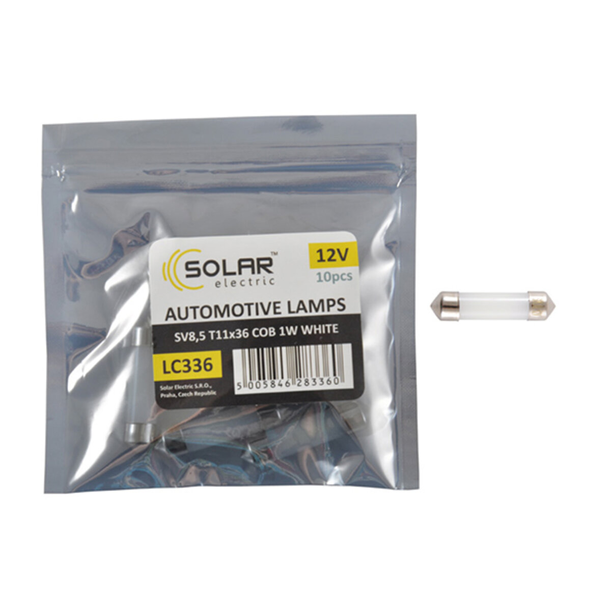LED автолампа Solar 12V SV8.5 T11x36 1COB 1W white 10шт (LC336_P) дивитися фото №1