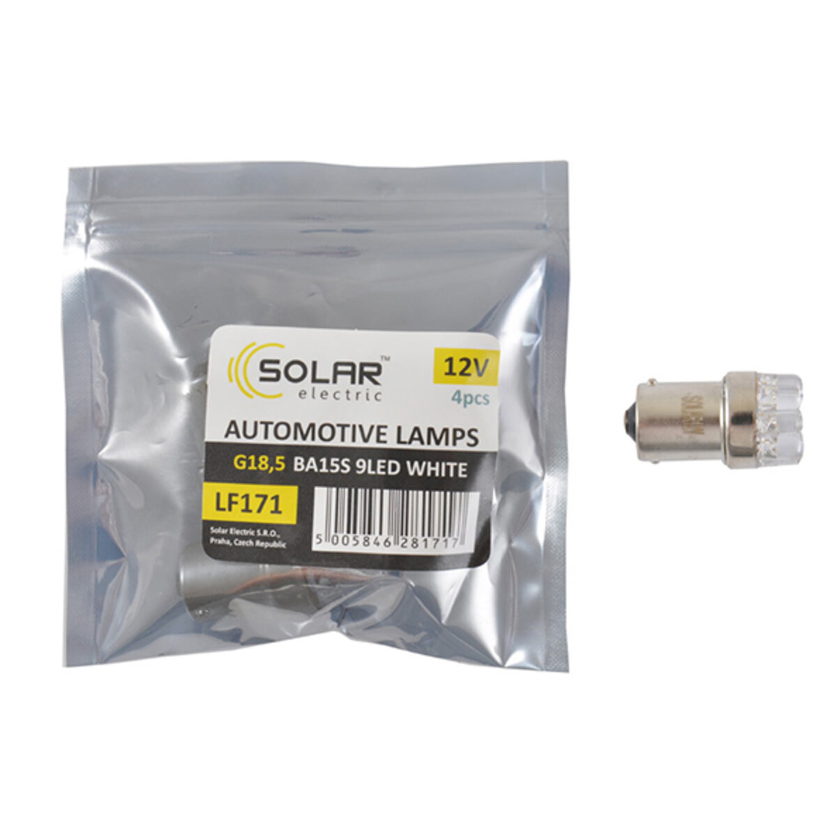 LED автолампа Solar 12V G18.5 BA15s 9leds white 4шт (LF171_P) дивитися фото №1