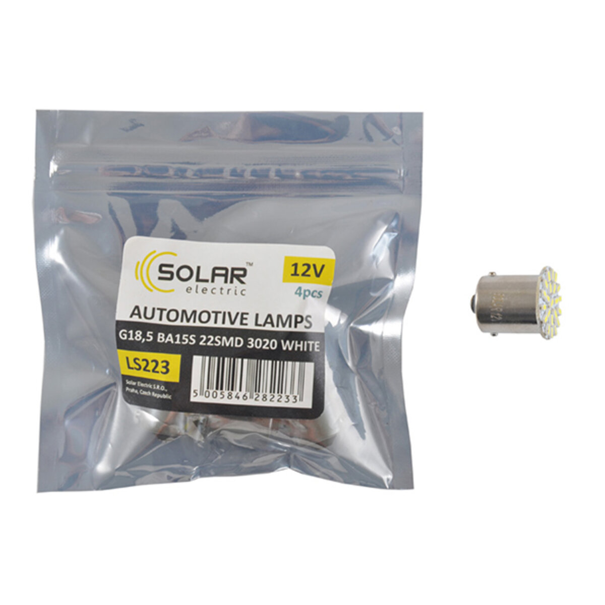 LED автолампа Solar 12V G18.5 BA15s 22smd 3020 white 4шт (LS223_P) дивитися фото №1
