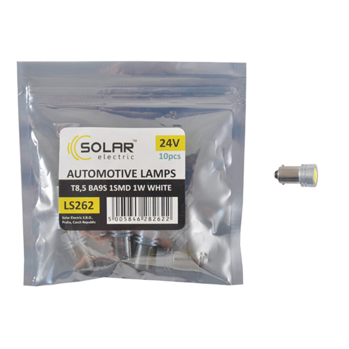 LED автолампа Solar 24V T8.5 BA9S SMD 1W, white 10шт (LS262_P) дивитися фото №1